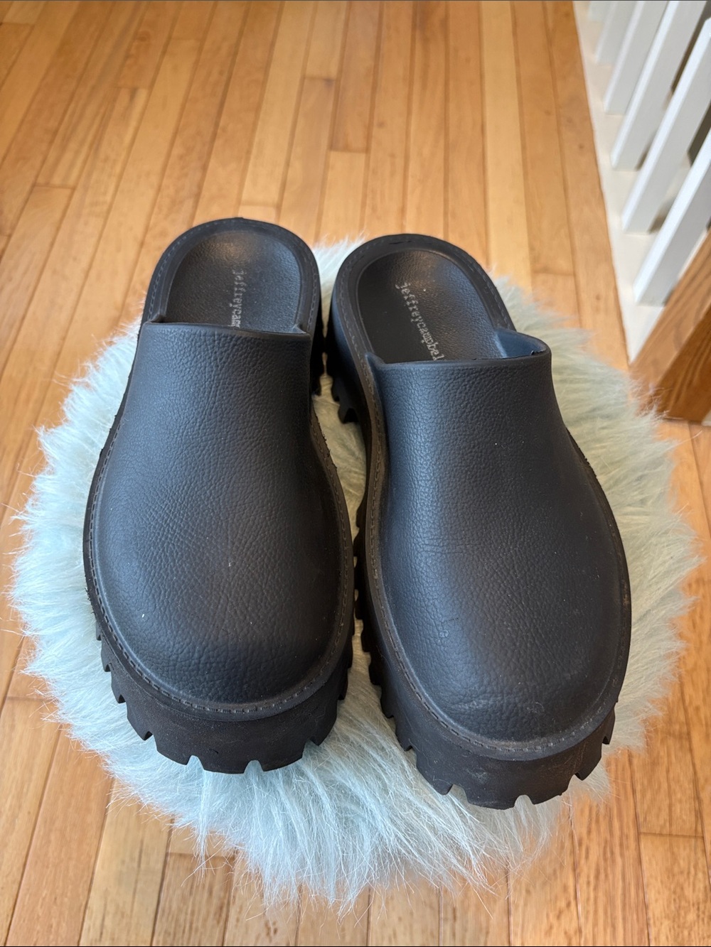 Black Platform Leather Clogs